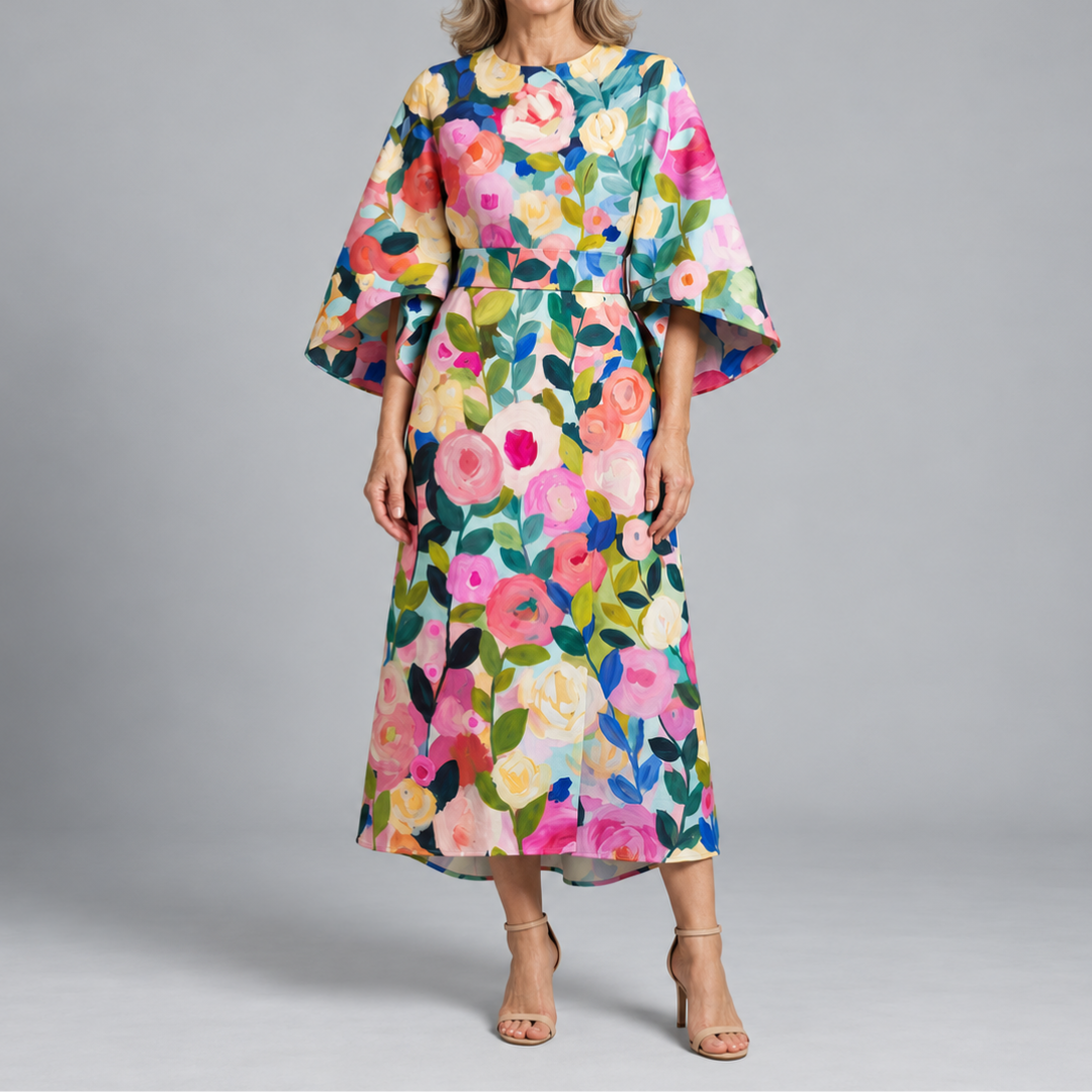 Bronwyn | Statement Print Belted Midi Dress