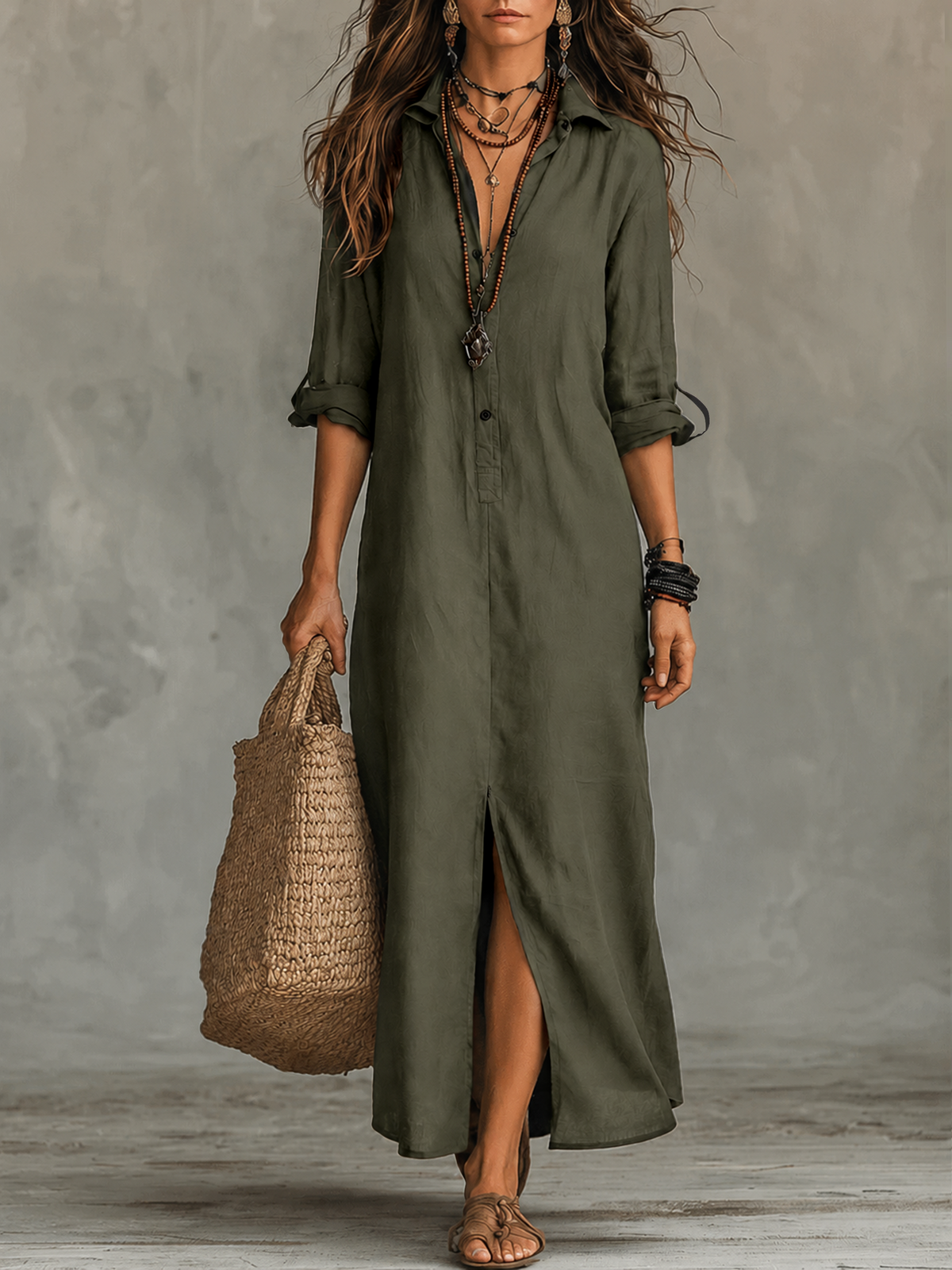 Maeve | Flowy Button-Front Maxi Dress
